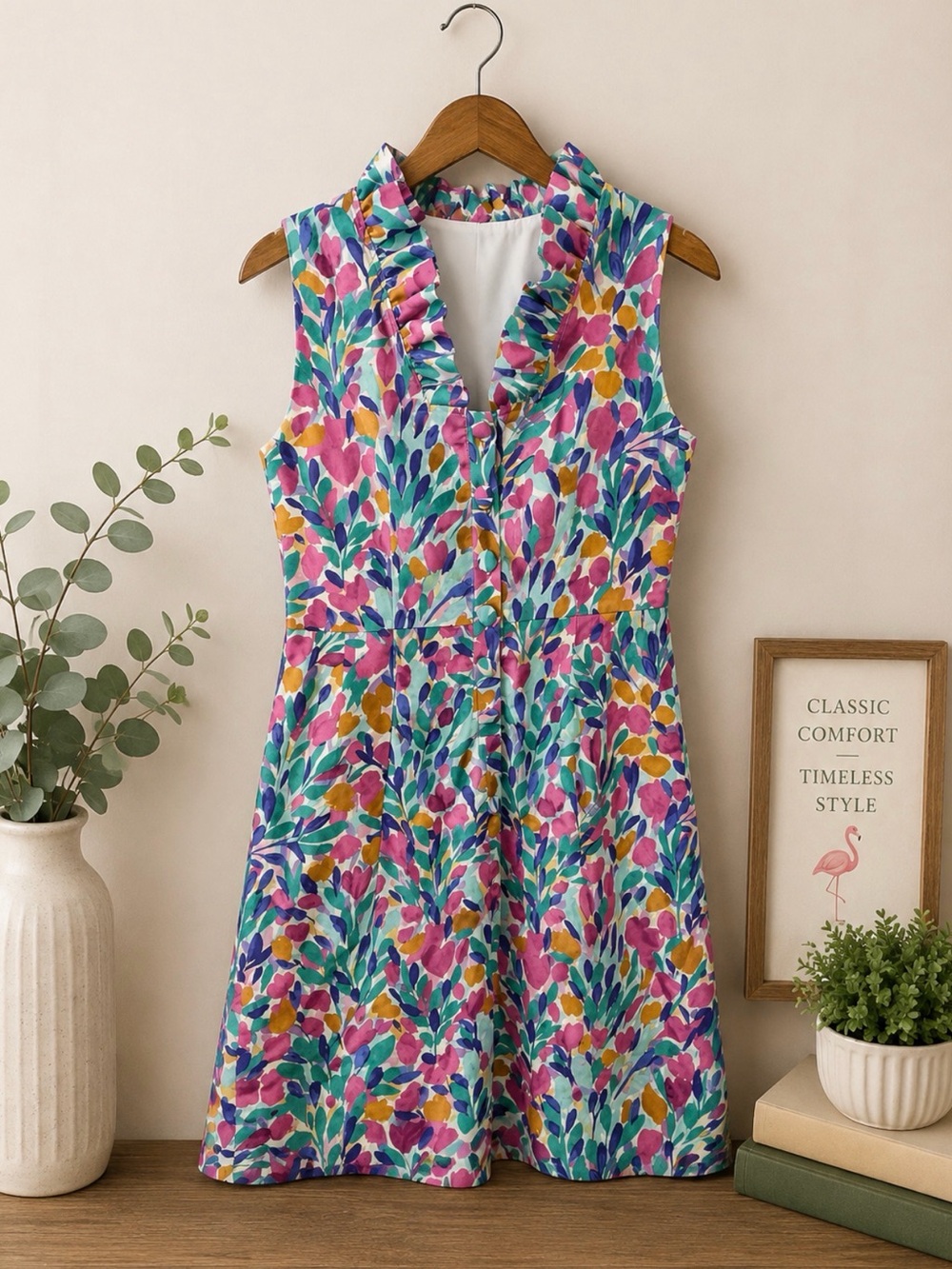 Tyler Boe Sleeveless Floral Mini Dress in Pink, Blue, Green, Yellow size 6
